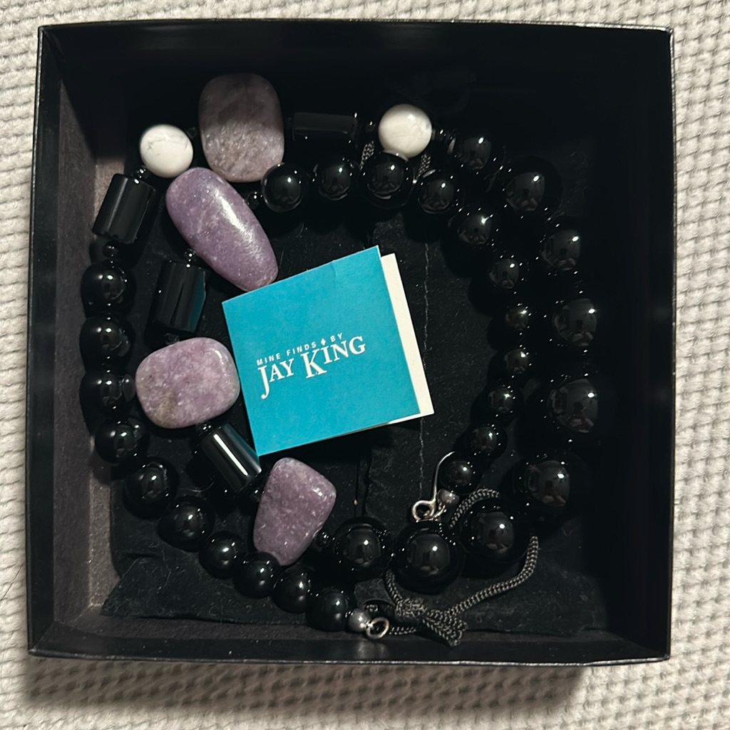 Jay King 23” Black Onyx Weighty Asymmetrical Piece W Lilac Agate